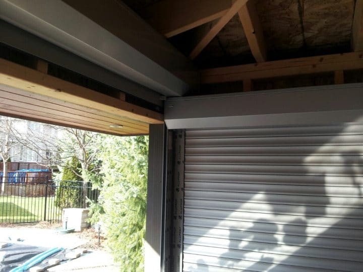 Roll-up shutter enclosing an undercover patio area