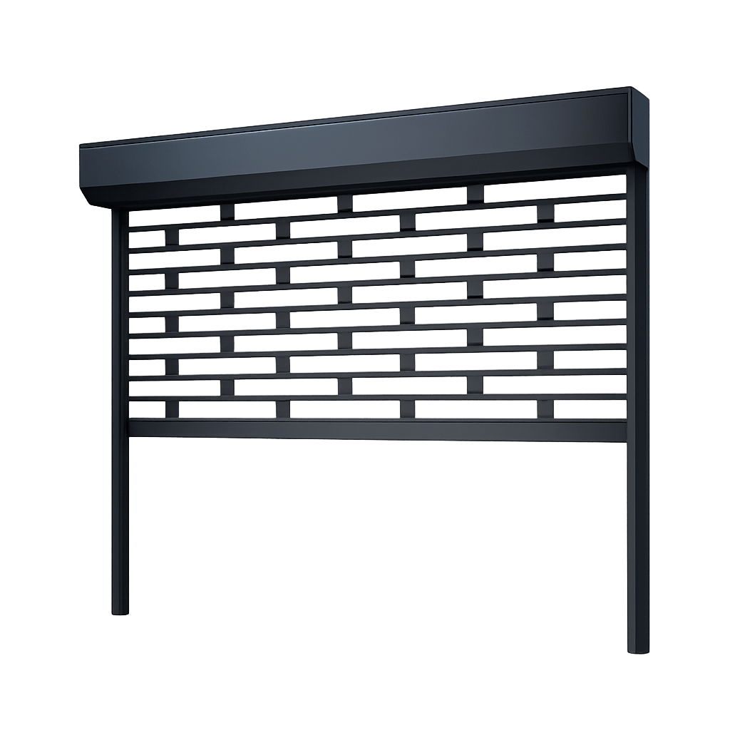 Roll-up shutter with offset brick-pattern grille links