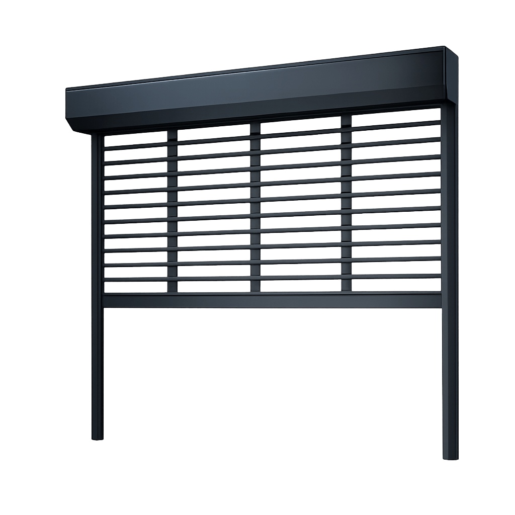 Roll-up shutter with clean straight horizontal bar link pattern