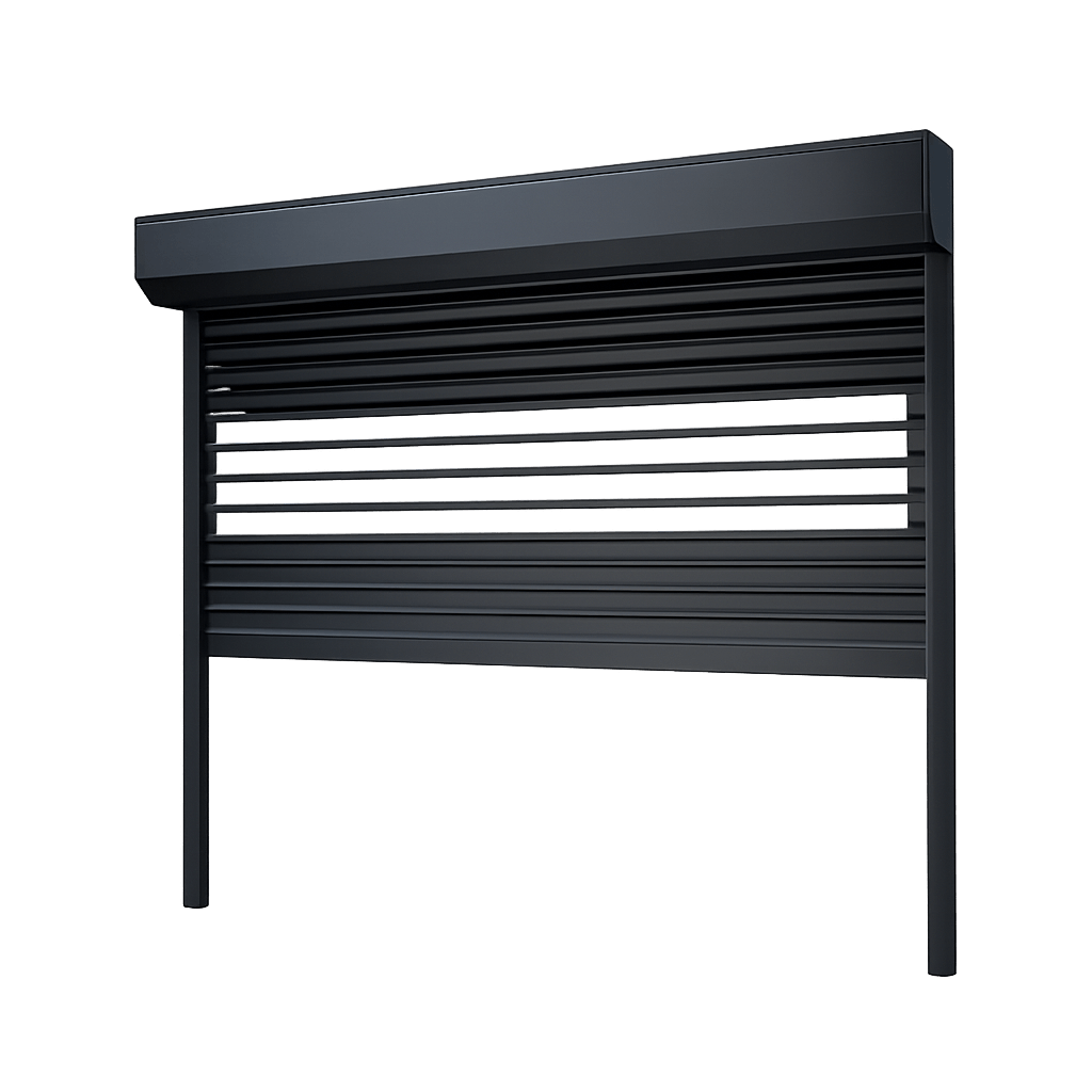 Roll-up shutter with decorative window-pane grille pattern